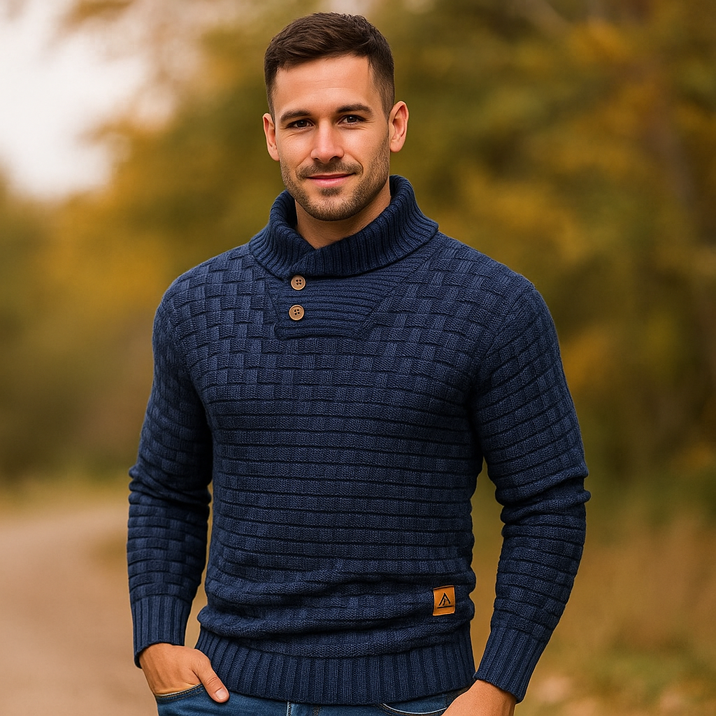 Alastair – Men’s Button‑Collar Knit Sweater
