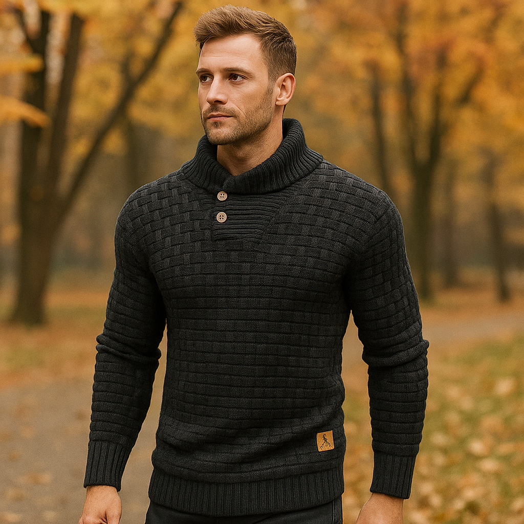 Alastair – Men’s Button‑Collar Knit Sweater