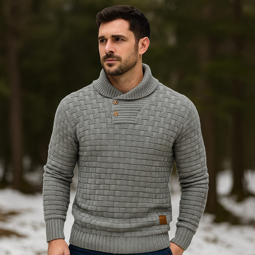 Alastair – Men’s Button‑Collar Knit Sweater