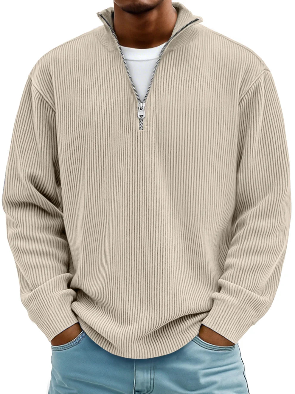 Rowan – Men’s Half‑Zip Ribbed Knit Sweater