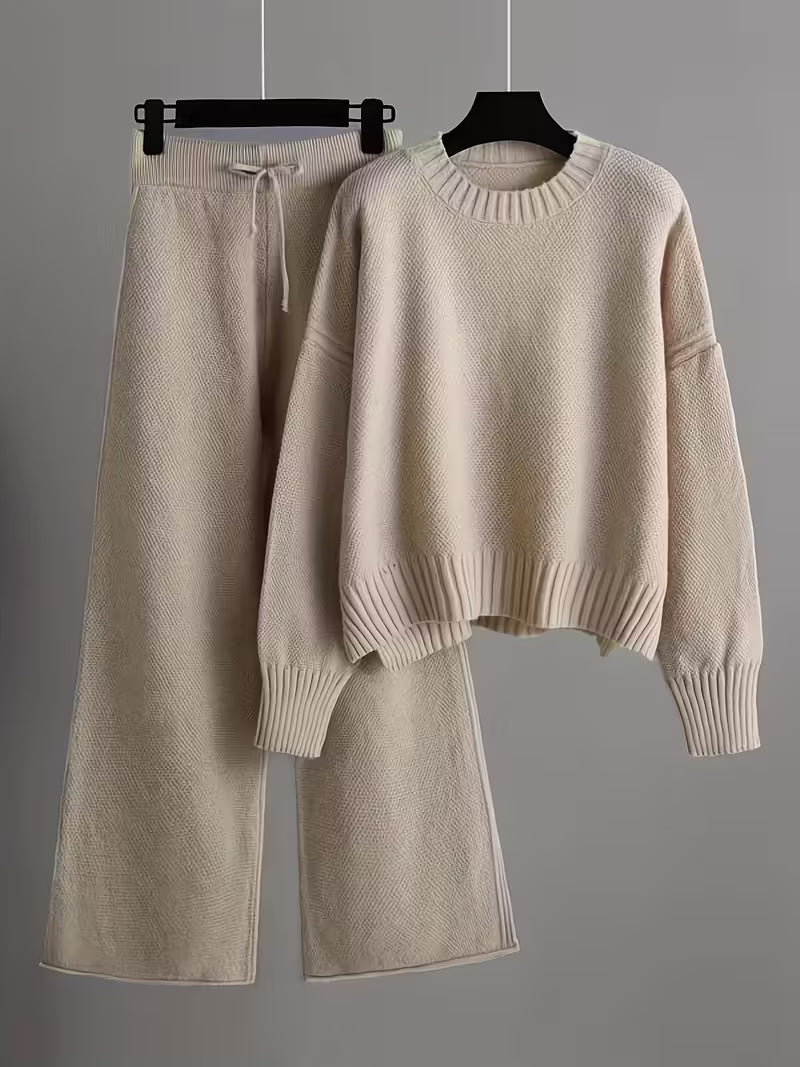 Amelia – Women’s Knit Sweater & Wide‑Leg Pants Set