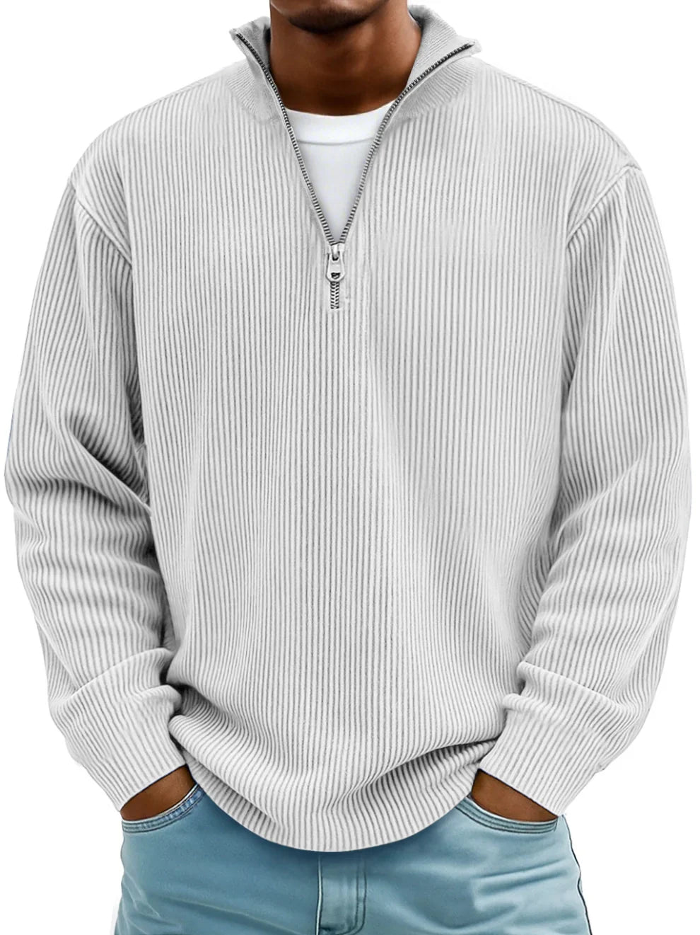 Rowan – Men’s Half‑Zip Ribbed Knit Sweater