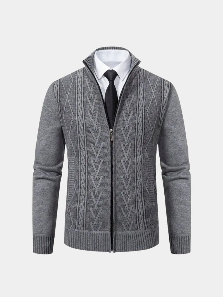 Luciano – Cable Knit Zip-Up Sweater