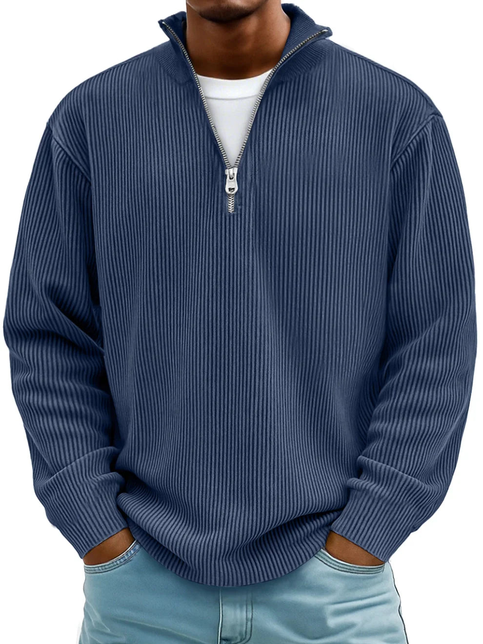 Rowan – Men’s Half‑Zip Ribbed Knit Sweater