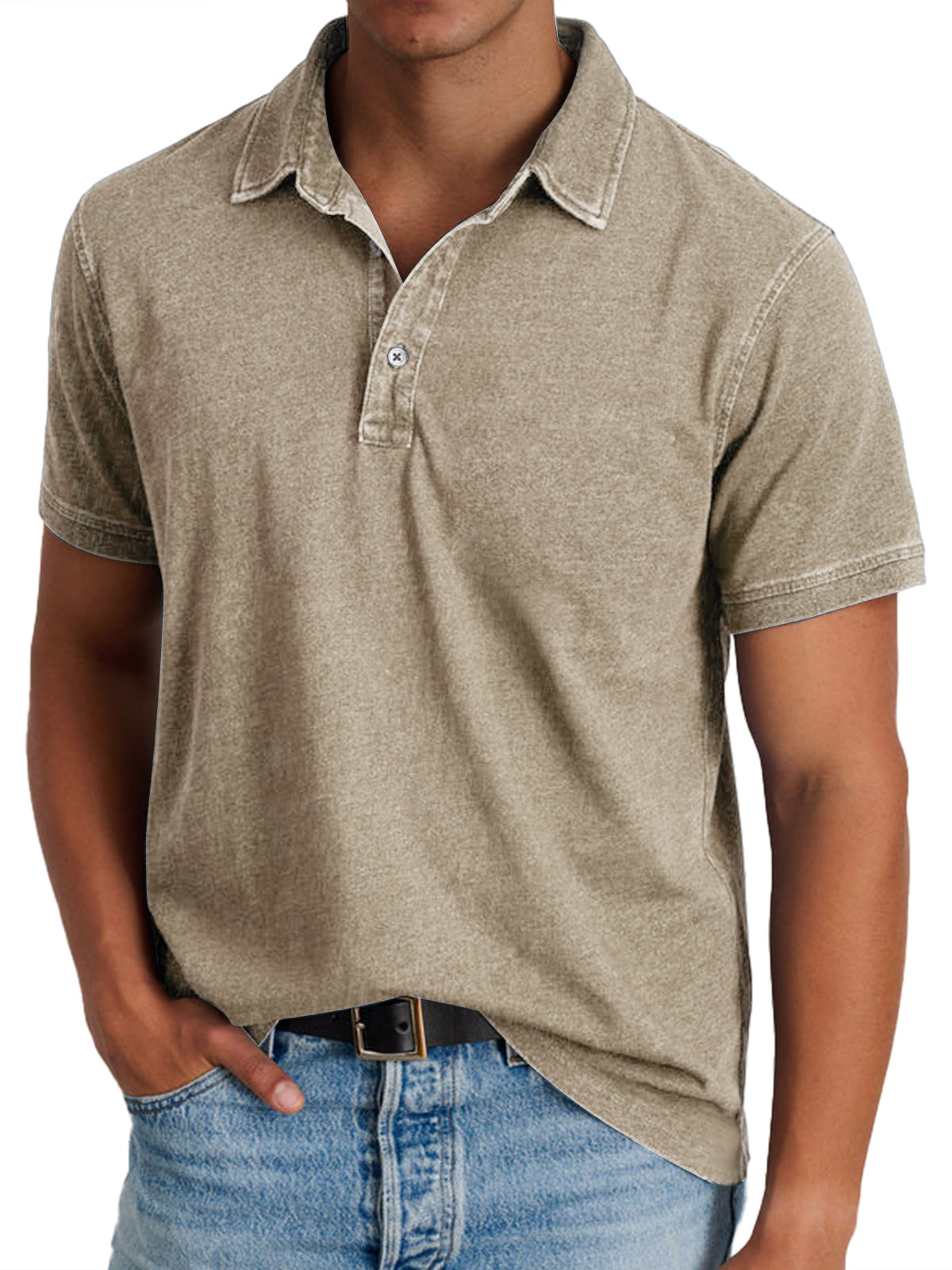 Sargio – Men’s Vintage-Washed Polo Shirt