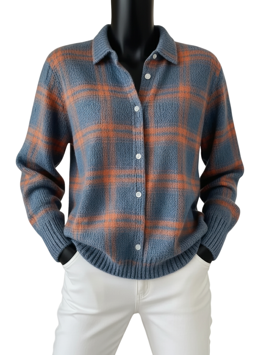 Jeremy – Women’s Plaid Buttoned Cardigan