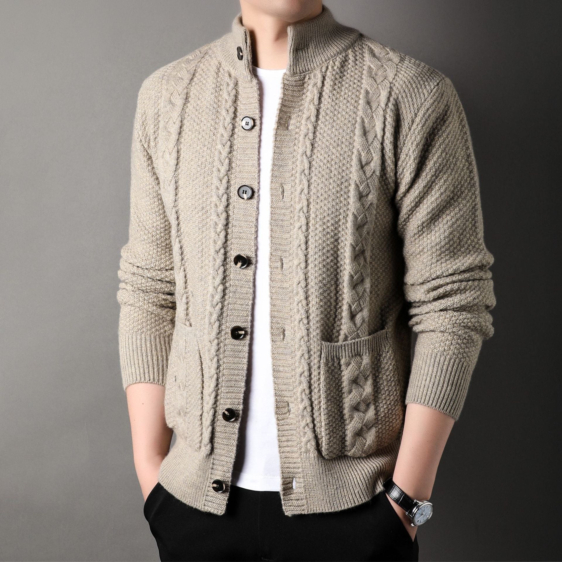 Sanna – Men’s Structured Knit Cardigan