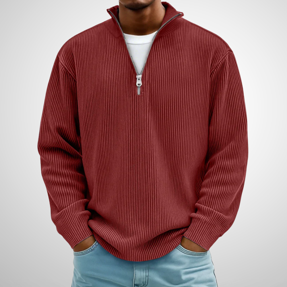 Rowan – Men’s Half‑Zip Ribbed Knit Sweater