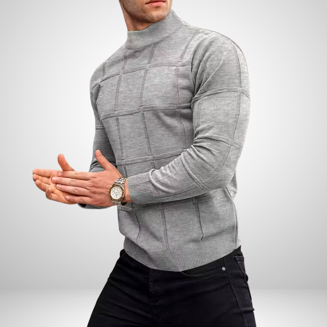 Aaron – Men’s Thermal Knit Stand Collar Sweater