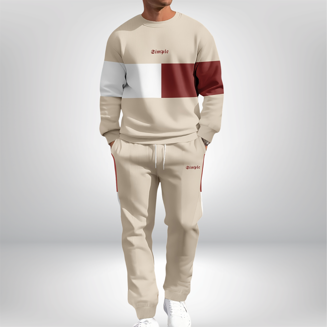 Lawson – Colorblock Crew Neck Sweatshirt & Jogger Set beige