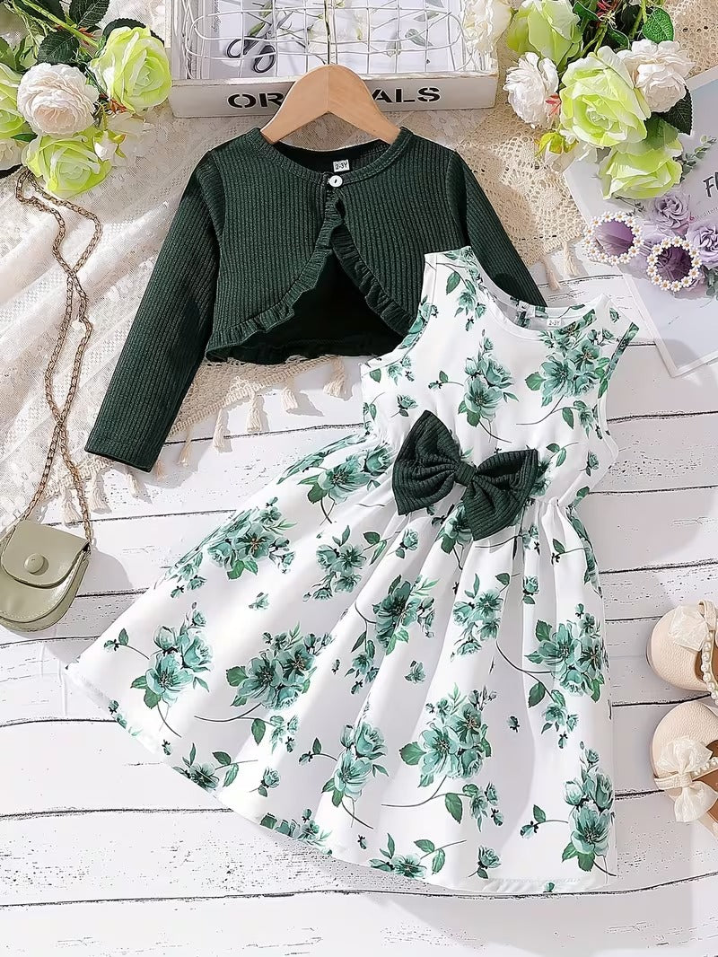 Aria – Girls’ Floral Dress and Ruffled Coat Set
