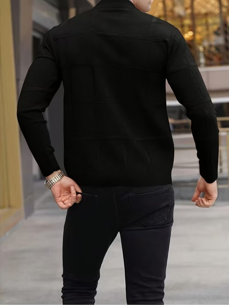 Aaron – Men’s Thermal Knit Stand Collar Sweater