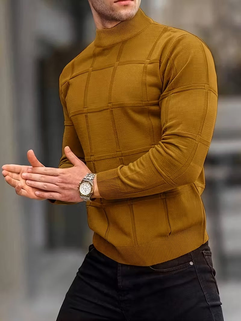 Aaron – Men’s Thermal Knit Stand Collar Sweater