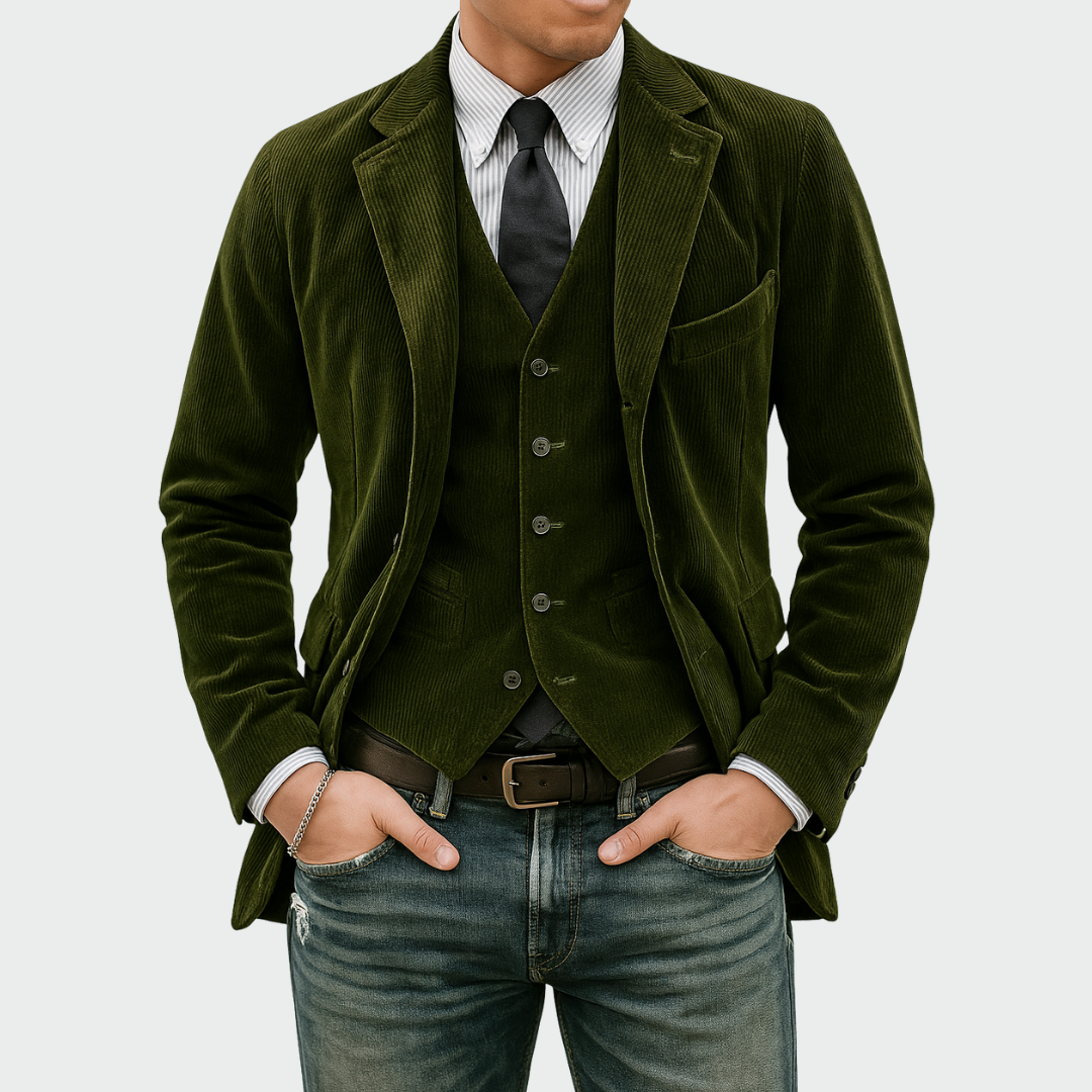 Keir – Men’s Corduroy Blazer and Waistcoat Set