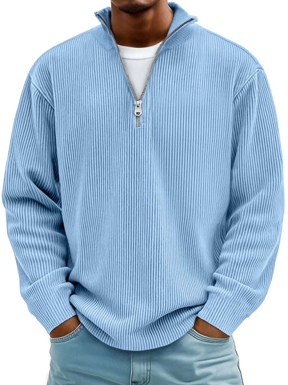 Rowan – Men’s Half‑Zip Ribbed Knit Sweater