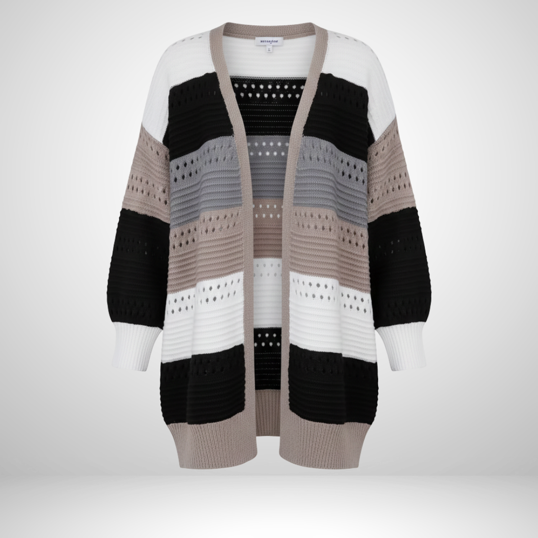 Mia – Women Colour Blocked Oversized Cardigan