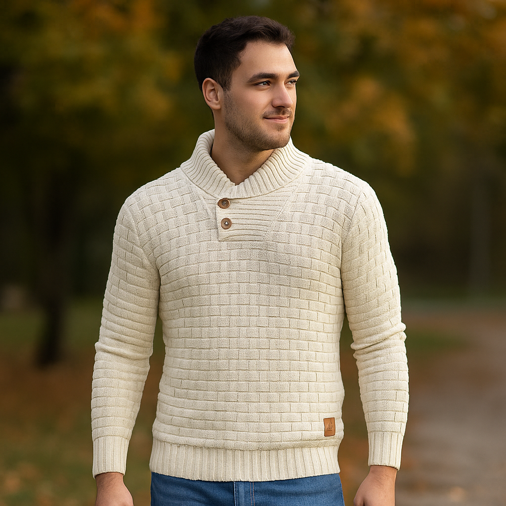 Alastair – Men’s Button‑Collar Knit Sweater