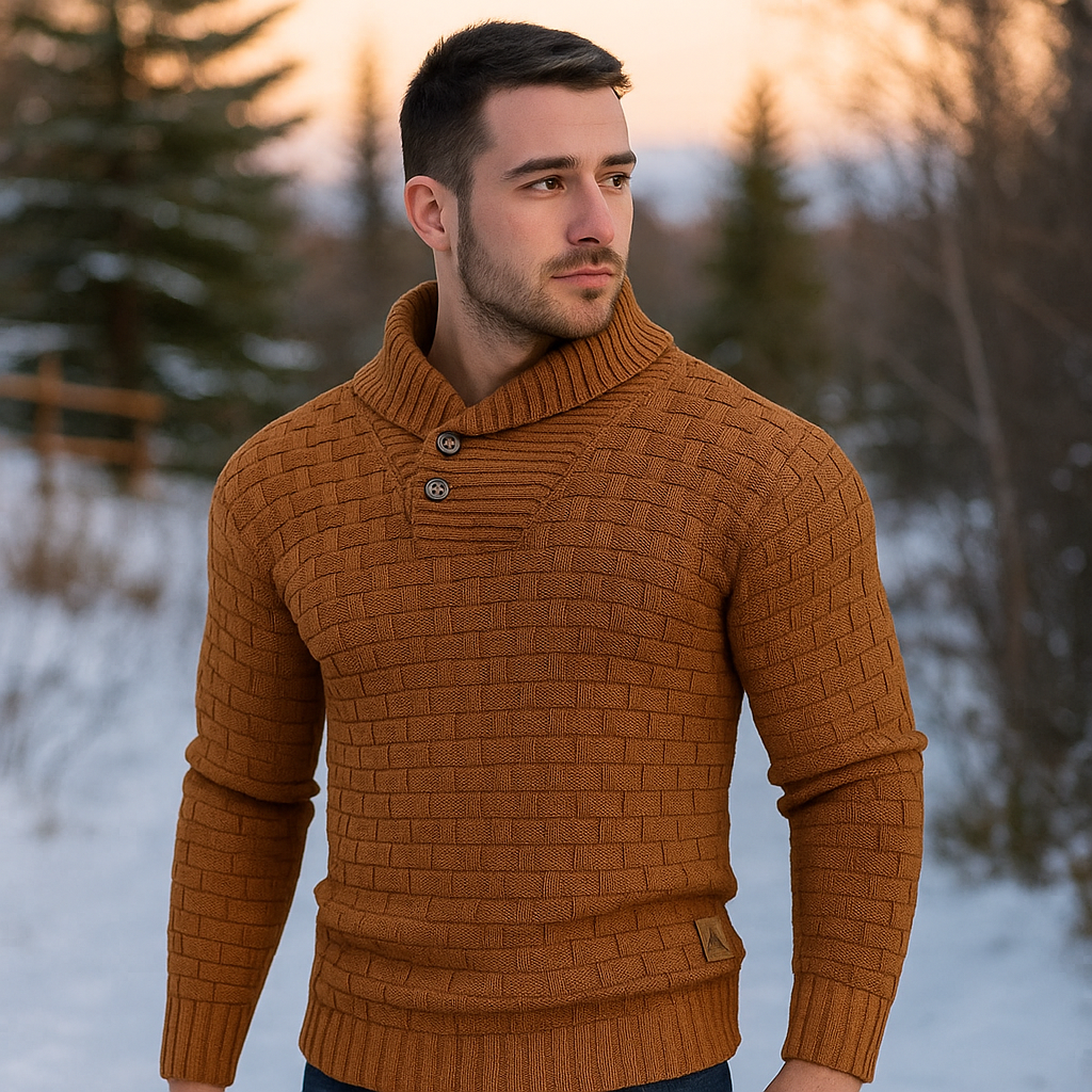 Alastair – Men’s Button‑Collar Knit Sweater