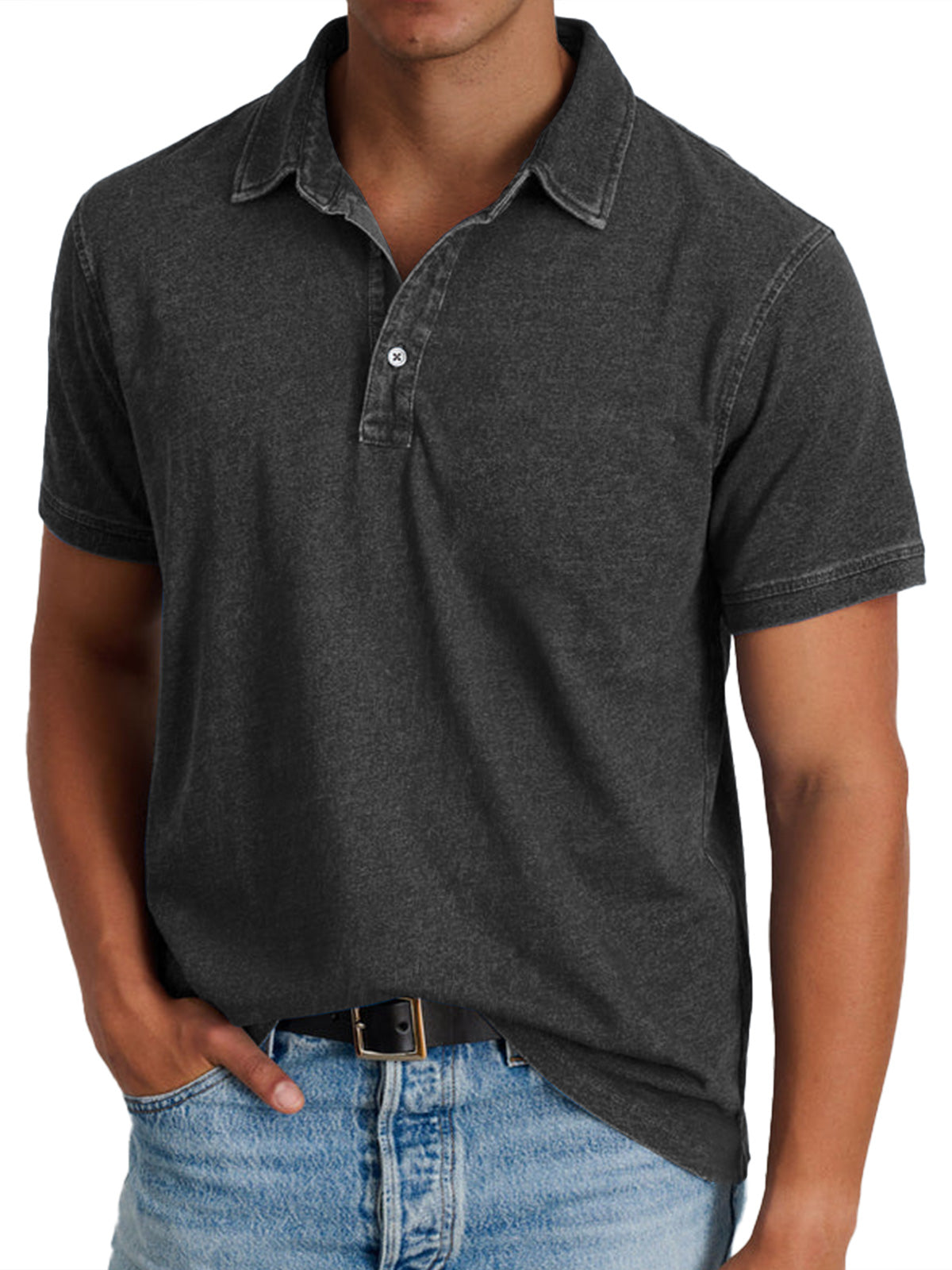 Sargio – Men’s Vintage-Washed Polo Shirt