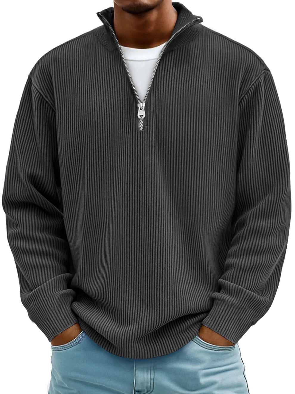 Rowan – Men’s Half‑Zip Ribbed Knit Sweater
