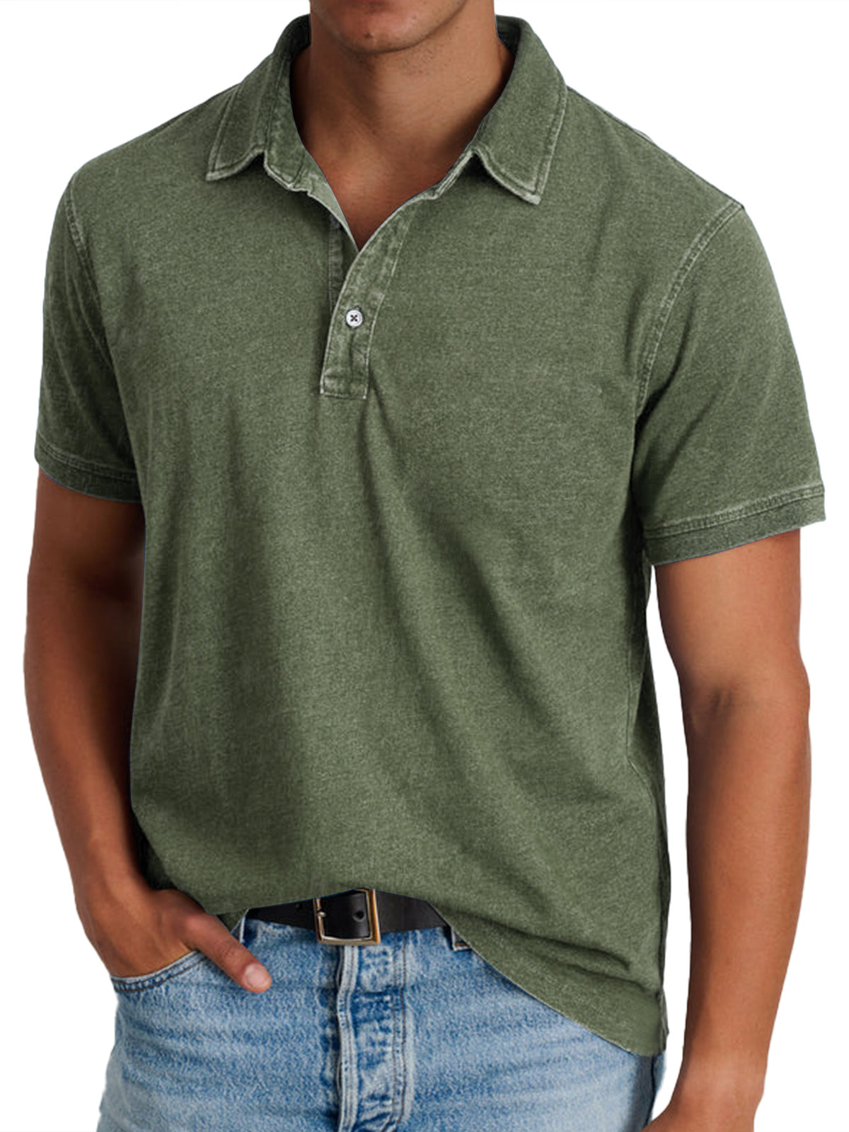 Sargio – Men’s Vintage-Washed Polo Shirt