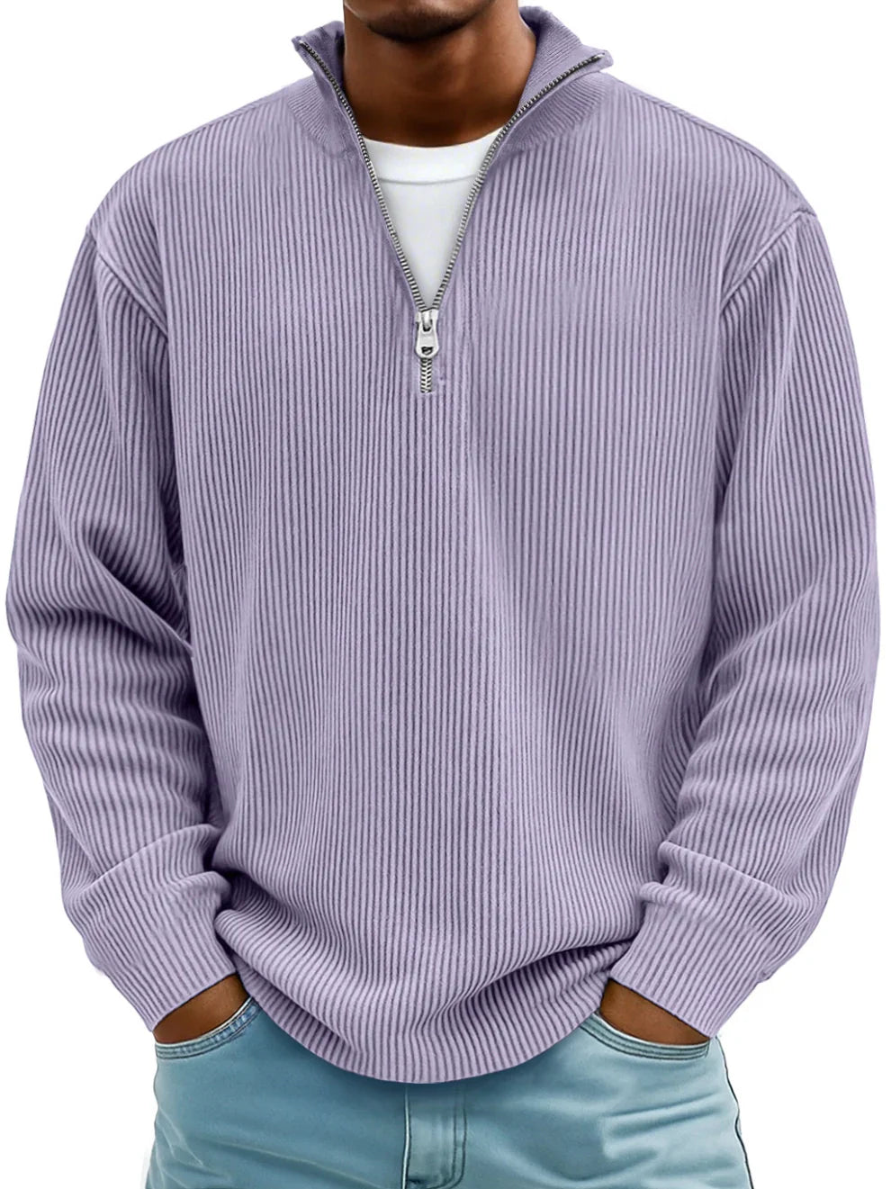 Rowan – Men’s Half‑Zip Ribbed Knit Sweater