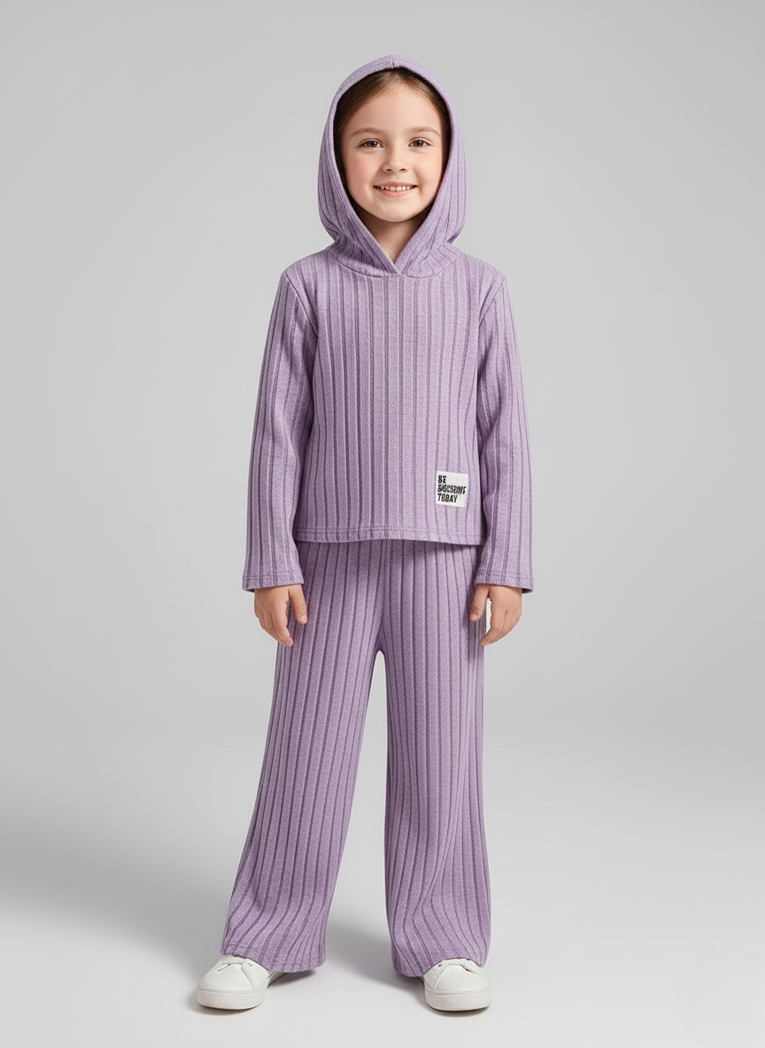 Zoey – Girls’ Hooded Long-Sleeve Two-Piece Flare Pants Set