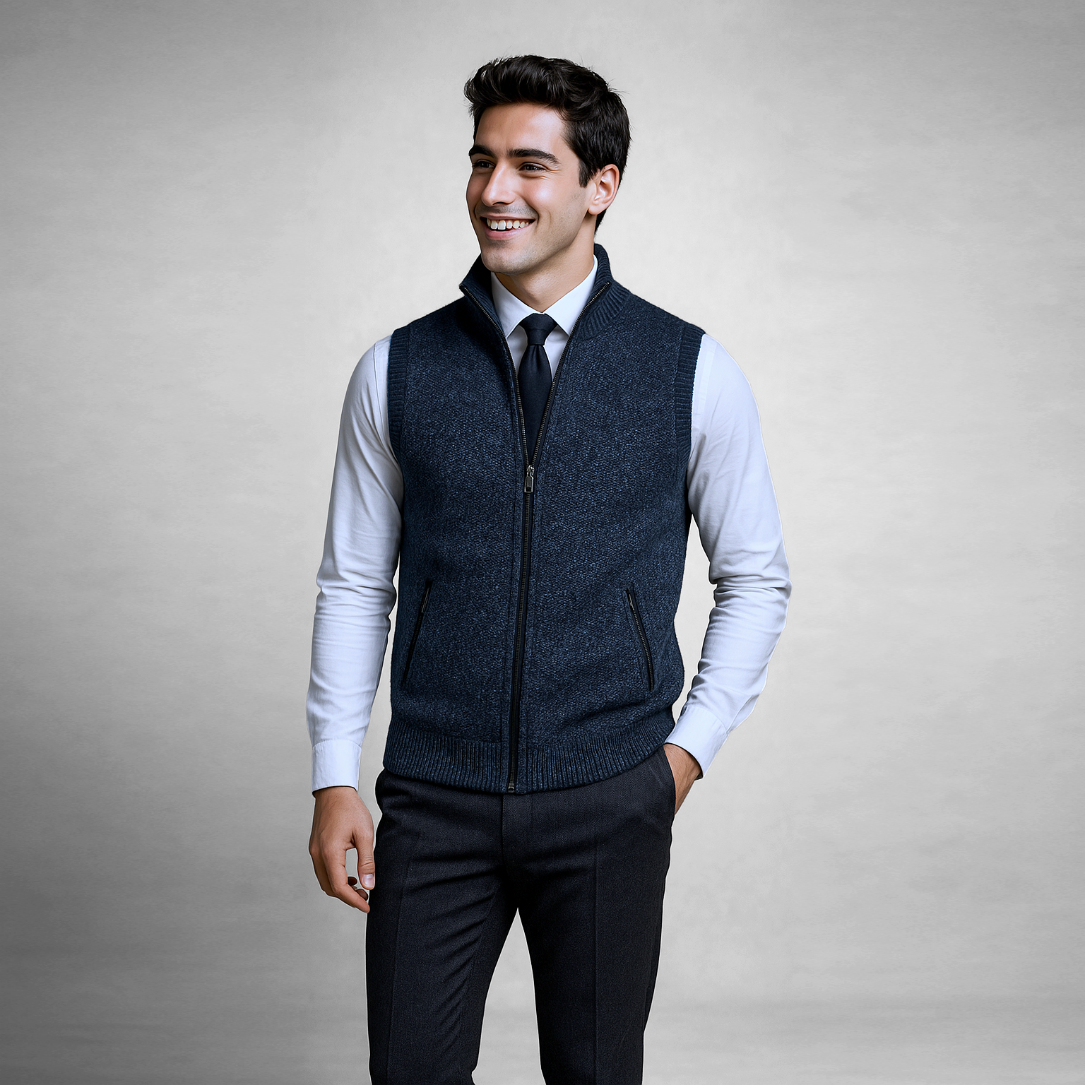 Luigi | Wool Zip Layer Cardigan