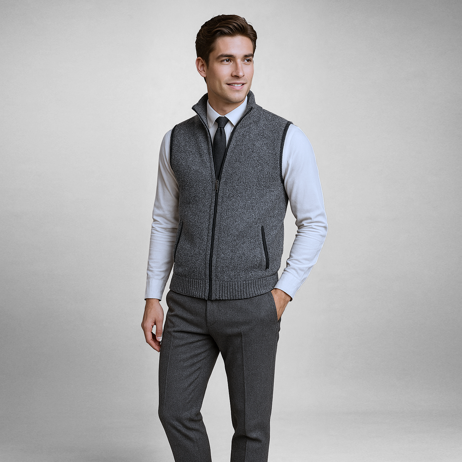 Luigi | Wool Zip Layer Cardigan