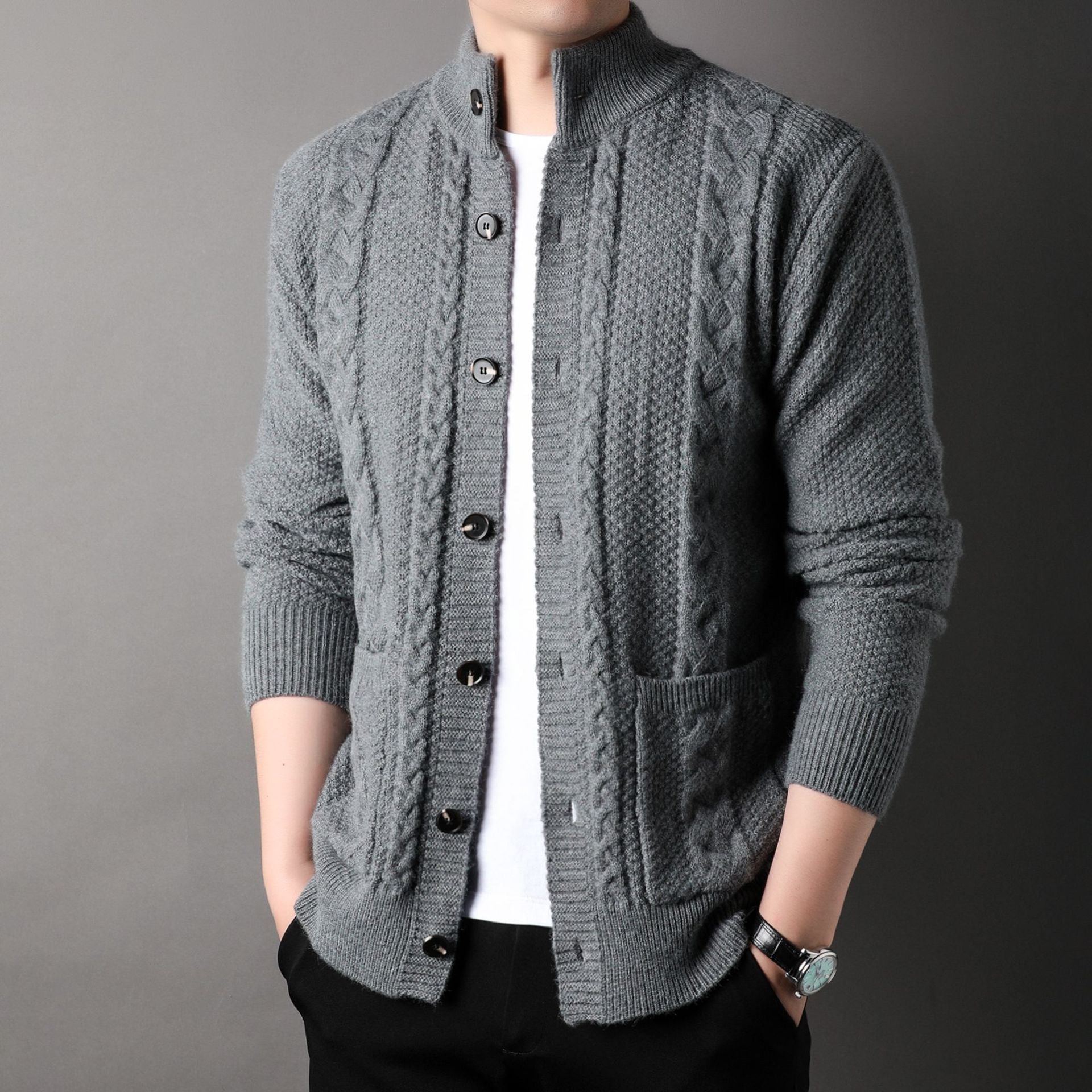 Sanna – Men’s Structured Knit Cardigan