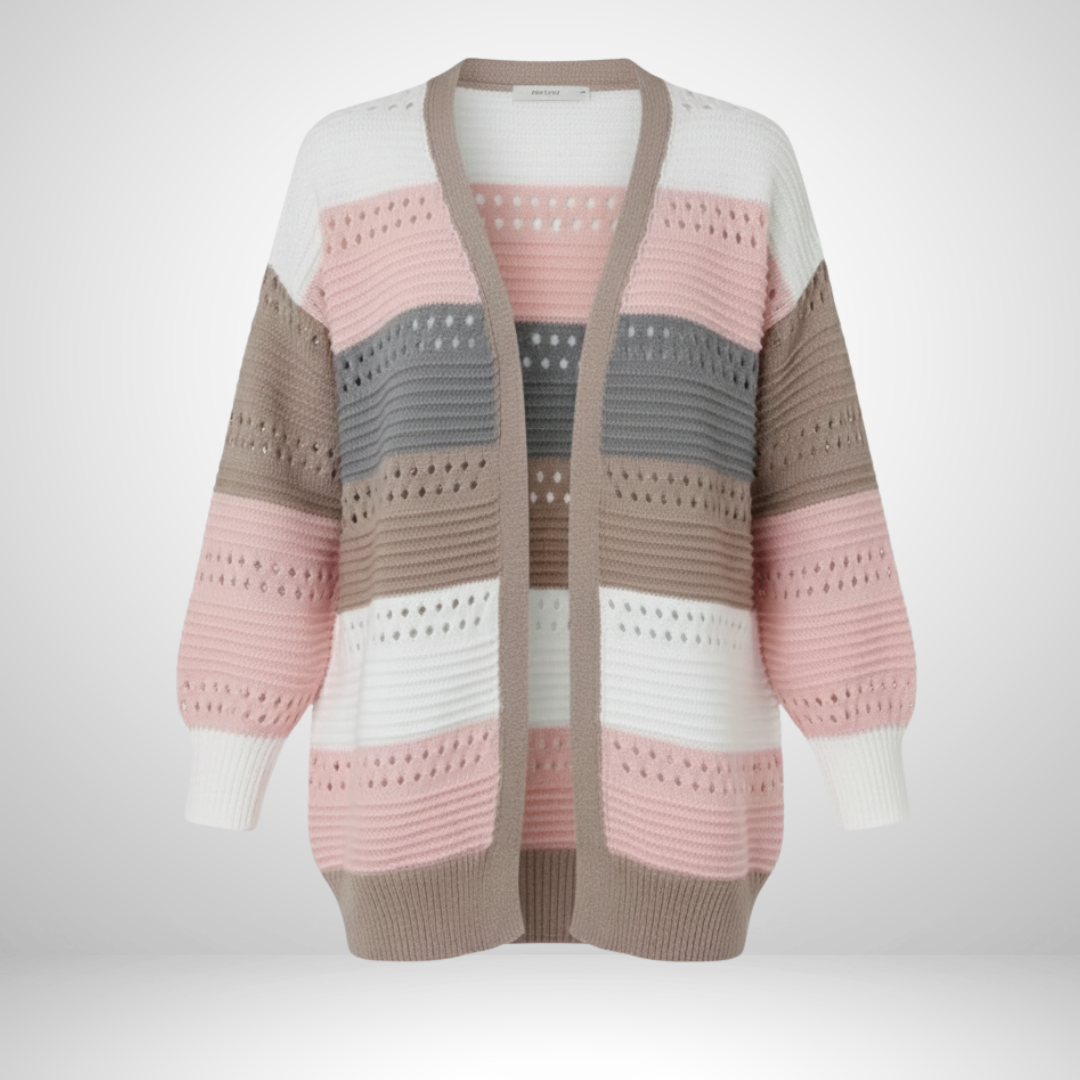 Mia – Women Colour Blocked Oversized Cardigan