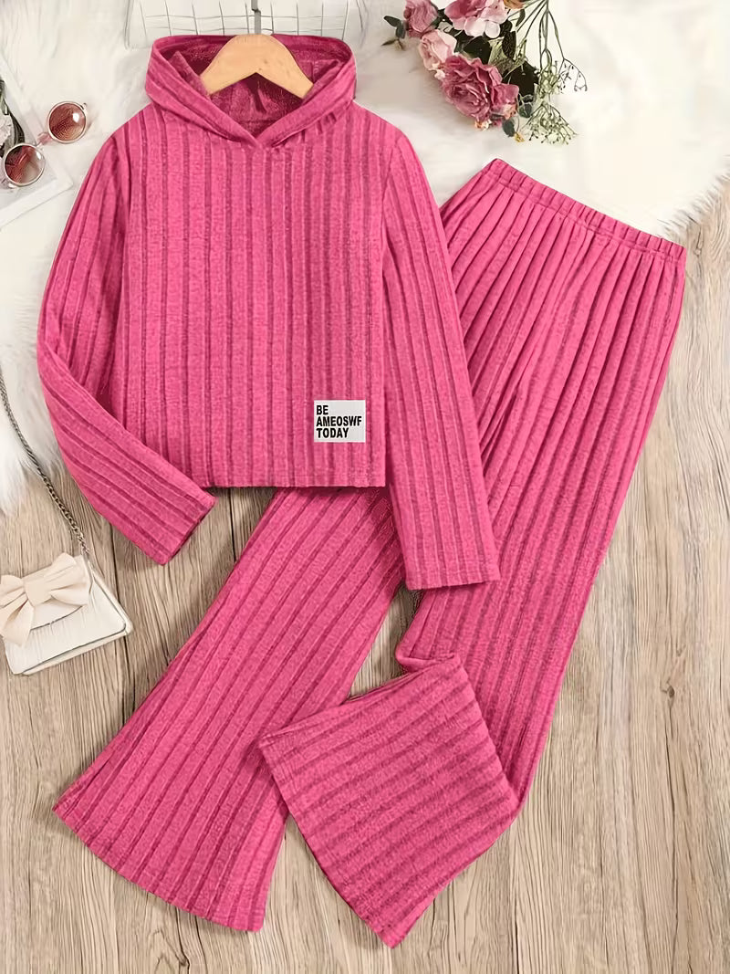 Zoey – Girls’ Hooded Long-Sleeve Two-Piece Flare Pants Set
