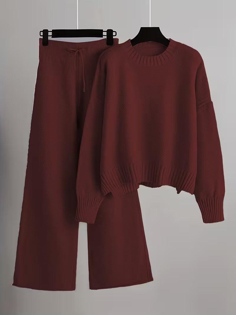 Amelia – Women’s Knit Sweater & Wide‑Leg Pants Set
