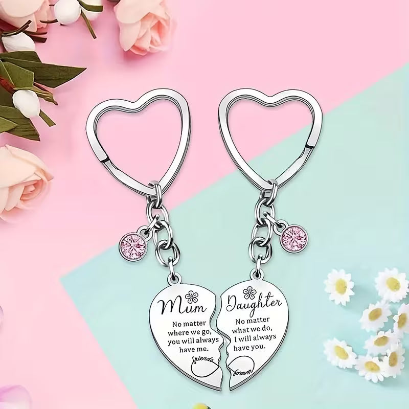 Evie – Mother-Daughter Heart Keychain Set