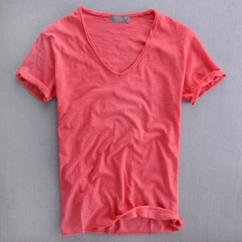 Beau - Lightweight V-Neck Cotton T-Shirt