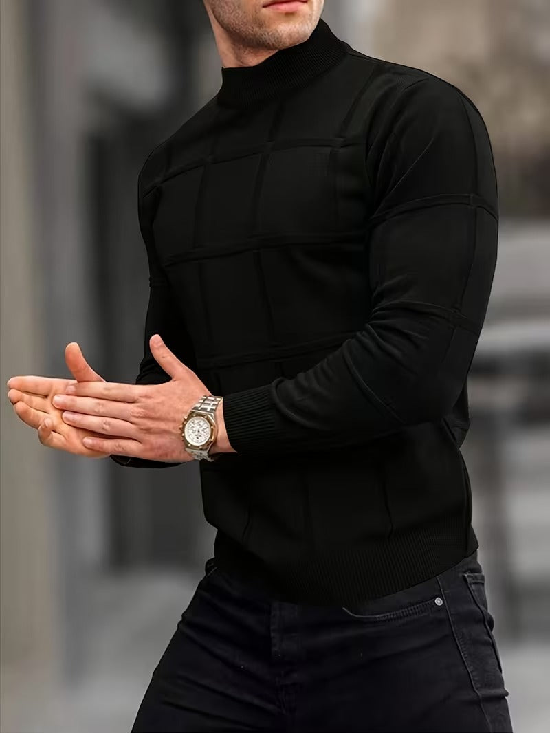 Aaron – Men’s Thermal Knit Stand Collar Sweater