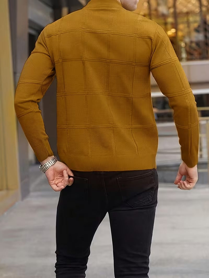 Aaron – Men’s Thermal Knit Stand Collar Sweater