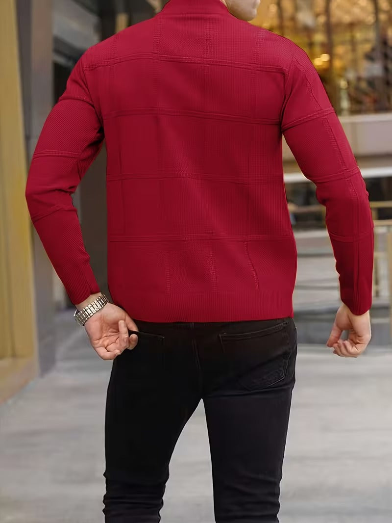 Aaron – Men’s Thermal Knit Stand Collar Sweater