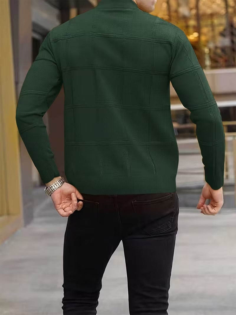 Aaron – Men’s Thermal Knit Stand Collar Sweater