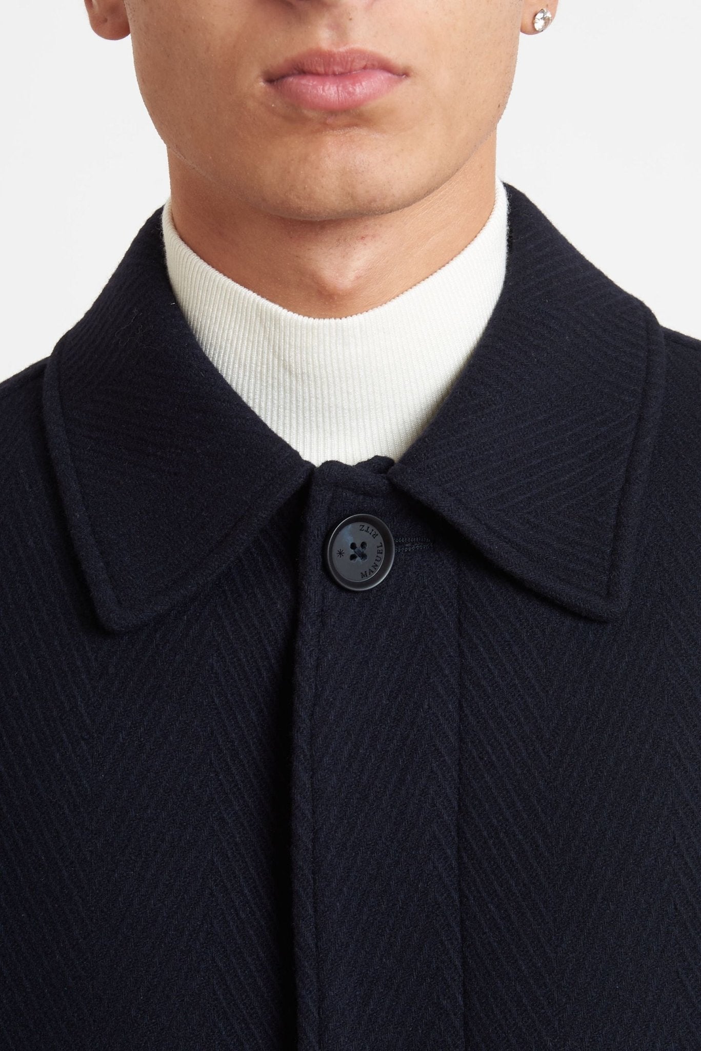 Adrian – Men’s Wool Blend Hidden-Button Overcoat