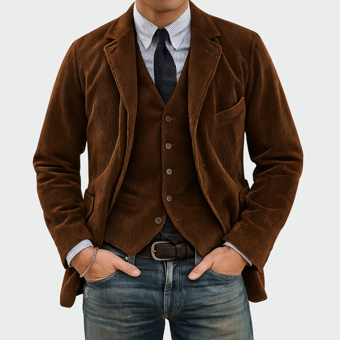 Keir – Men’s Corduroy Blazer and Waistcoat Set